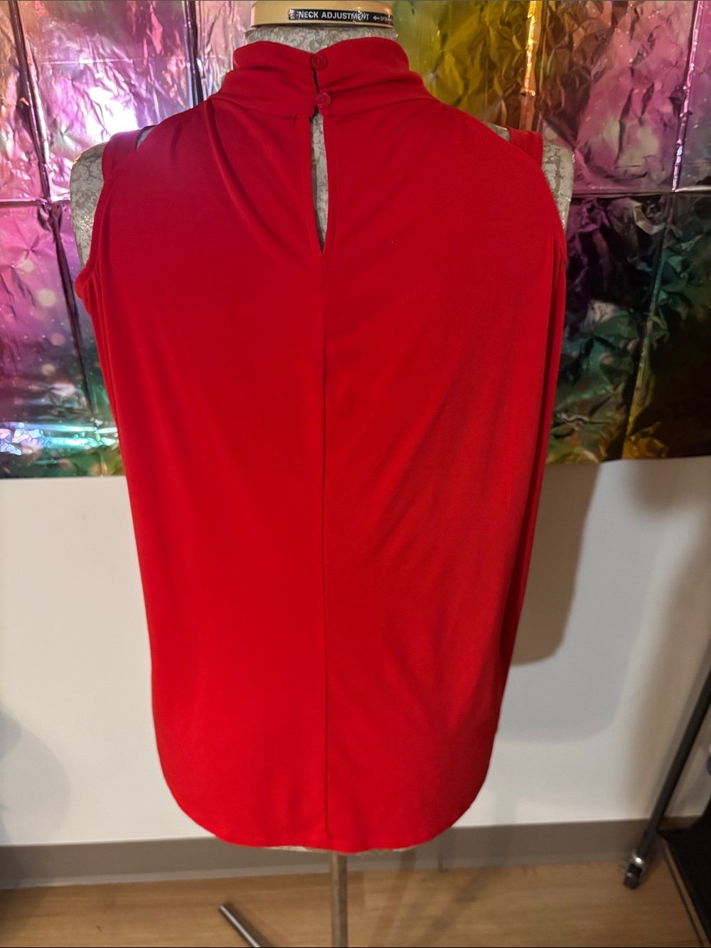 Lane Bryant Red Halter Cold-Shoulder Tunic Top - Picture 3 of 6
